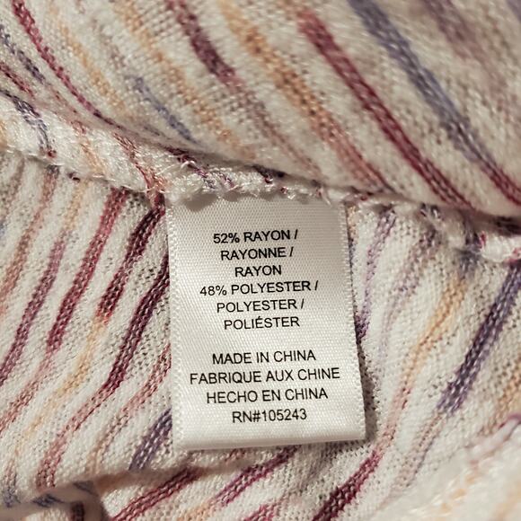 Bobeau Striped Multicolor V-Neck Twist Hem T-Shirt Womens Size S Short Sleeve - Picture 7 of 8